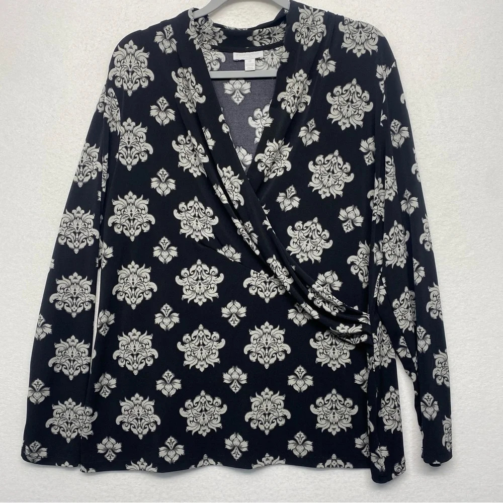 Charter‎ Club Woman Stretchy Blouse 2x Black Floral